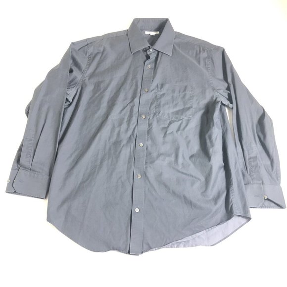 HUGO BOSS Sharp Fit Button up‎ Dress Shirt Blue Mini Check Size 16.5 32/33 - Picture 1 of 8
